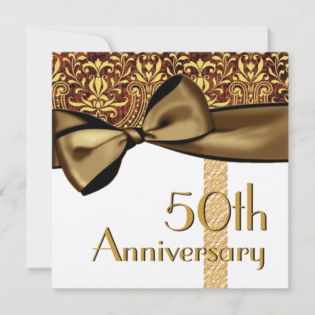 50th  Anniversary Faux Satin Bow & Damask Template (Front)