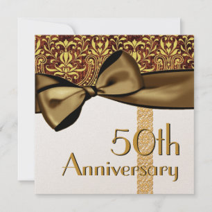 50th  Anniversary Faux Satin Bow & Damask Template