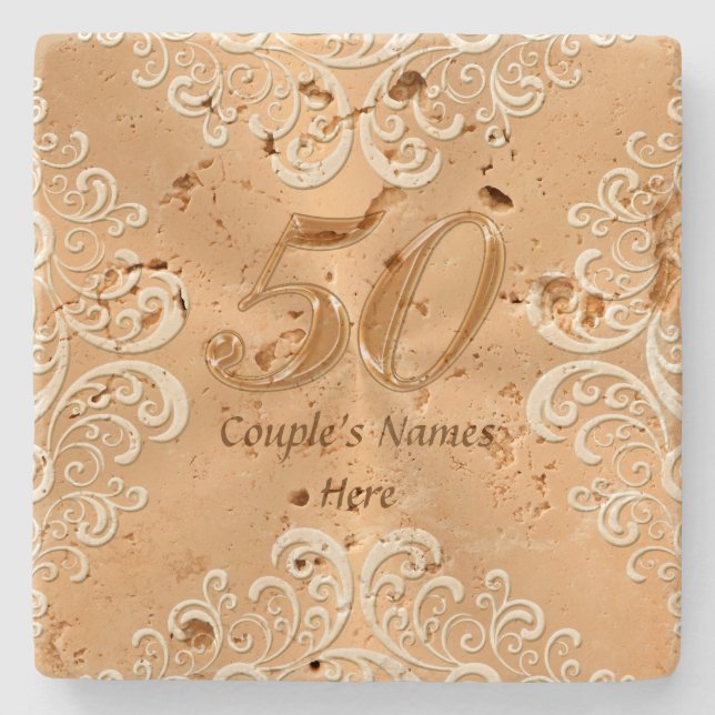 50th Anniversary Gifts Ideas Personalised Coasters (Front)