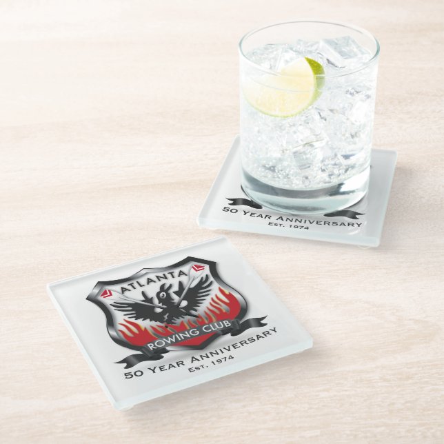 50th Anniversary Glass Coaster (Angled)