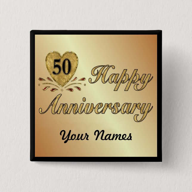50th Anniversary - Gold 15 Cm Square Badge (Front)