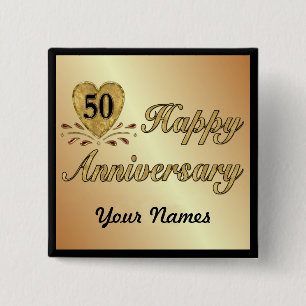 50th Anniversary - Gold 15 Cm Square Badge