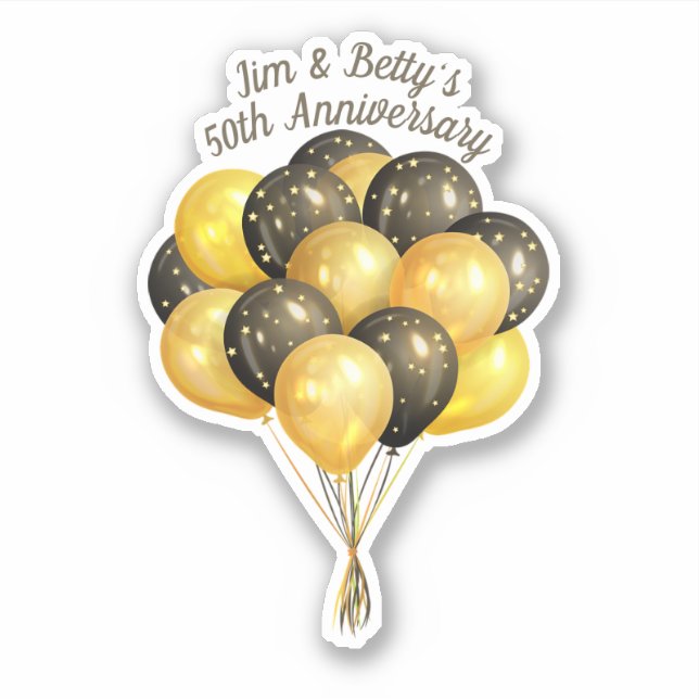 50th Anniversary Gold and Black Balloons Names (Front)
