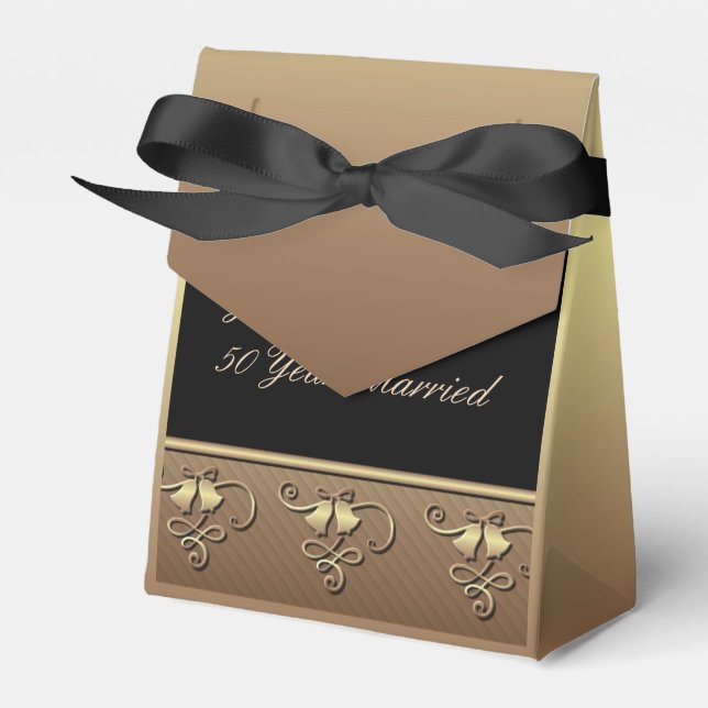 50th Anniversary Gold and Black Favour Box (Front Side)