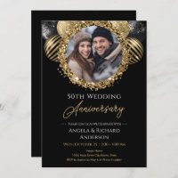 50th Anniversary Gold and Black Glitter Photo