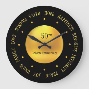 50th Anniversary Gold and Black Large Clock