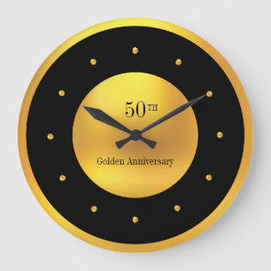 50th Anniversary Gold & Black Large Clock