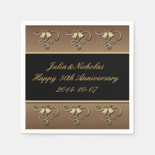 50th Anniversary Gold & Black Personalised Napkins