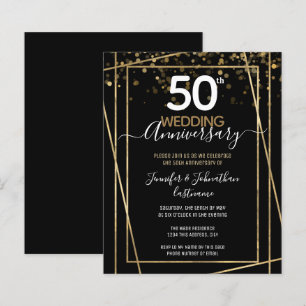 50th Anniversary Gold Border Budget Invitations