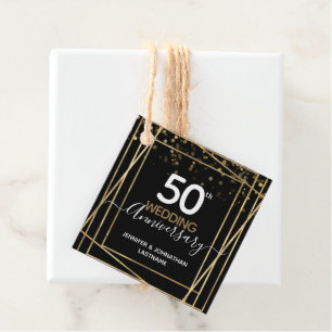 50th Anniversary Gold Border Favour Tags