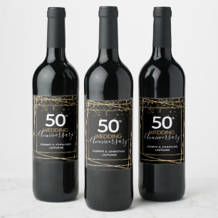 50th Anniversary Gold Border Favour Wine Label