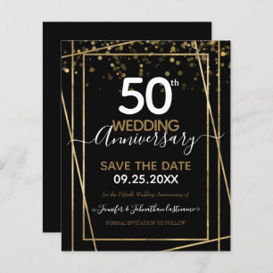 50th Anniversary Gold Border Save the Date Budget