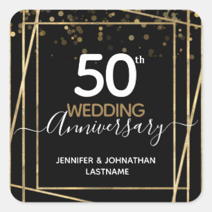 50th Anniversary Gold Border Square Sticker