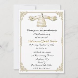 50th Anniversary Gold Cake Invitation