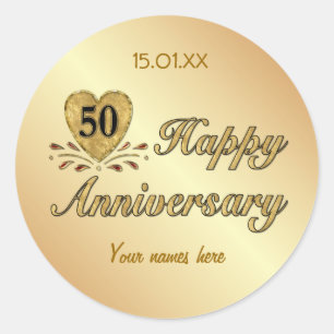50th Anniversary - Gold Classic Round Sticker