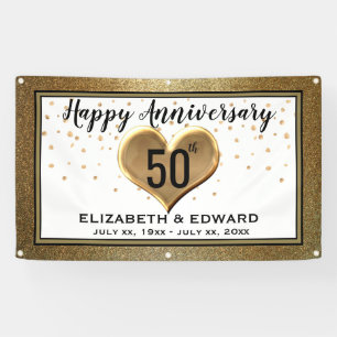 50th Anniversary Gold Confetti - Hanging Banner
