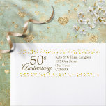 50th Anniversary Gold Confetti Return Address<br><div class="desc">Golden wedding 50th-anniversary return address label with your details set in elegant white text on a gold hearts background. Designed by Thisisnotme©</div>
