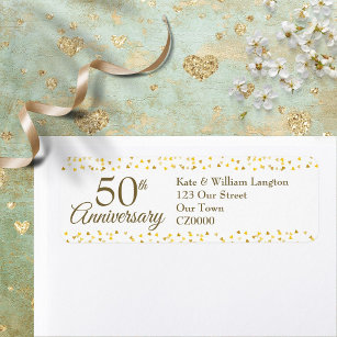 50th Anniversary Gold Confetti Return Address