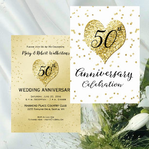 50th Anniversary Gold Confetti Wedding Invitation