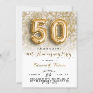50th Anniversary Gold Floral Invitation