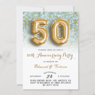 50th Anniversary Gold Floral Invitation