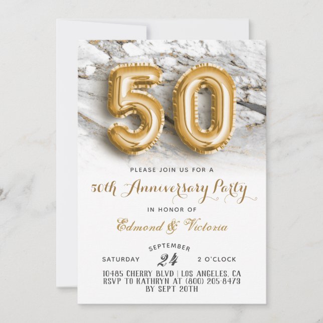 50th Anniversary Gold Floral Invitation (Front)