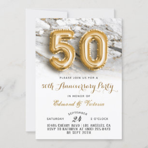 50th Anniversary Gold Floral Invitation
