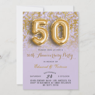 50th Anniversary Gold Floral Invitation