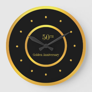 50th Anniversary Gold Frame & Black Large Clock
