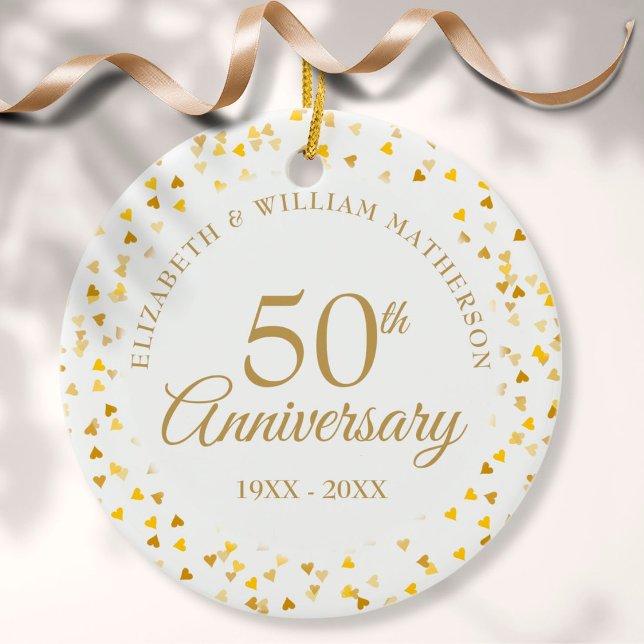 50th Anniversary Gold Hearts Ceramic Tree Decoration (Creator Uploaded)