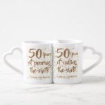 50th Anniversary Gold Hearts Confetti Fun Coffee Mug Set<br><div class="desc">Personalise with the names and wedding year of the happy couple. A fun,  unique and customisable gift to celebrate anyone's 50th golden wedding anniversary. Designed by Thisisnotme©</div>