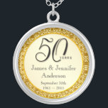 50th Anniversary Gold Lace Keepsake Pendant<br><div class="desc">50th Anniversary Keepsake Pendant Necklace -- Elegant Golden 50th Wedding Anniversary Pendant with formal script and antique gold lace design -- Customise the names and date for your happy celebration. Perfect gift for your wife, mother, grandmother to commemorate 50 Golden Years together. Matching cards, invitations, postage and gifts available. Other...</div>