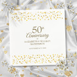 50th Anniversary Gold Love Hearts Confetti  Napkin<br><div class="desc">Designed to coordinate with our 50th Anniversary Golden Hearts collection. Featuring delicate golden love hearts confetti. Personalise with your special fifty years golden anniversary details in chic gold lettering. Designed by Thisisnotme©</div>