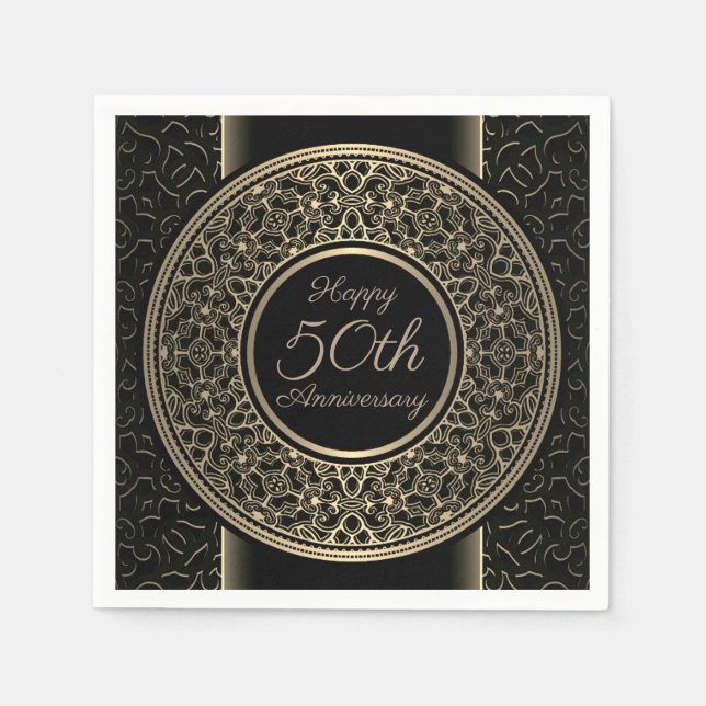 50th Anniversary Gold Medallion Paper Napkins (Front)