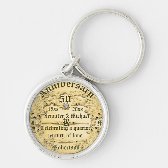 50th Anniversary Gold Monogram Key Ring (Front)