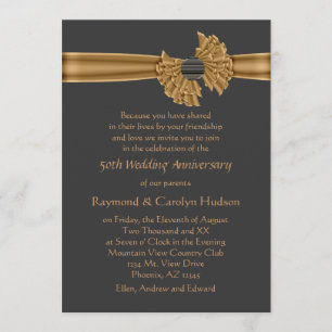50th Anniversary Gold Ribbon Invitations