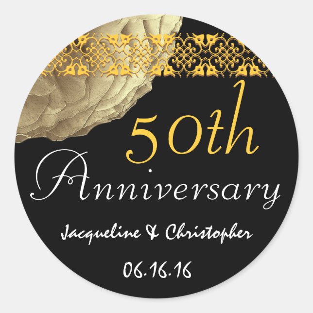 50th Anniversary GOLD Rose Sticker (Front)