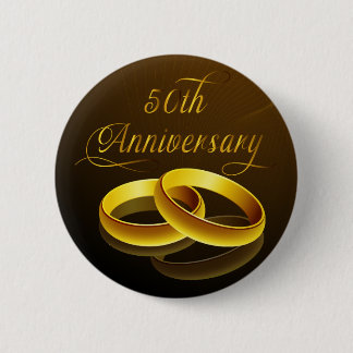 50th Anniversary | Gold Script 6 Cm Round Badge