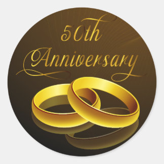 50th Anniversary | Gold Script Classic Round Sticker