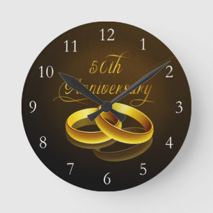 50th Anniversary Gold Script Round Clock