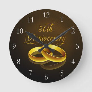 50th Anniversary | Gold Script Round Clock