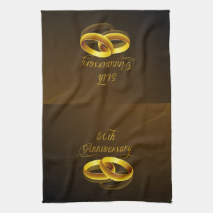 50th Anniversary   Gold Script Tea Towel
