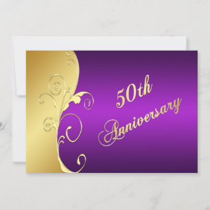 50th Anniversary Gold Scrolls with Purple Invitation