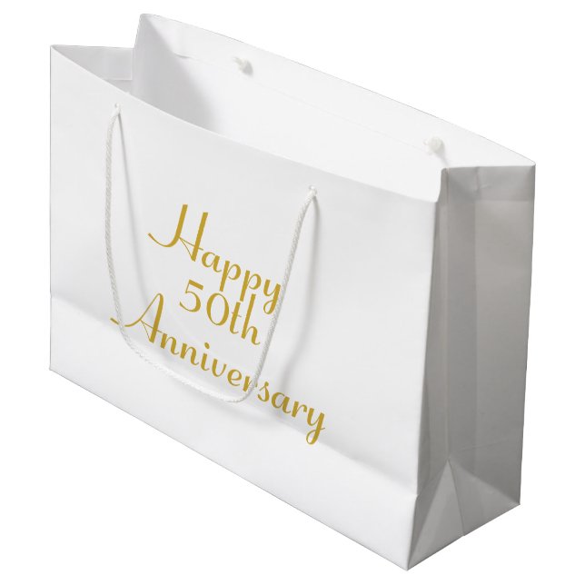 50th Anniversary Gold Text Template Gift Bag (Front Angled)