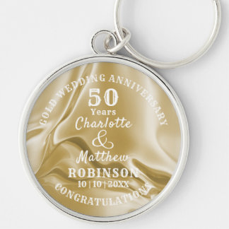 50th Anniversary Gold Wedding Gift Personalised  Key Ring