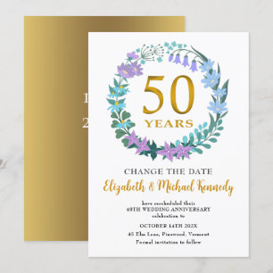 50th Anniversary Golden Floral Change the Date