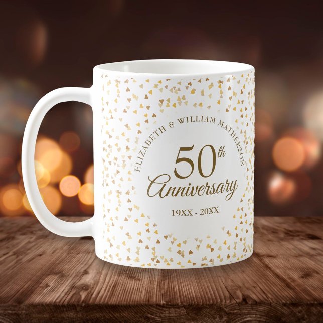 50th Anniversary Golden Hearts Coffee Mug (50th Wedding Anniversary Golden Hearts Coffee Mug)