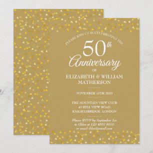 50th Anniversary Golden Hearts Invitation