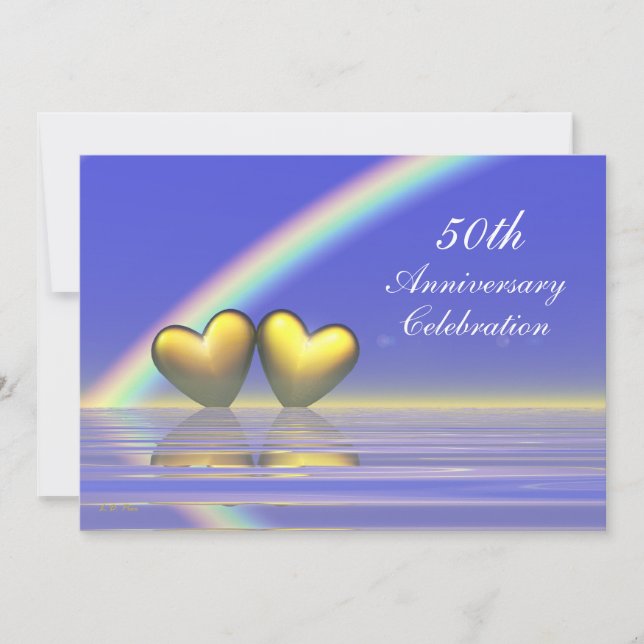 50th Anniversary Golden Hearts Invitation (Front)