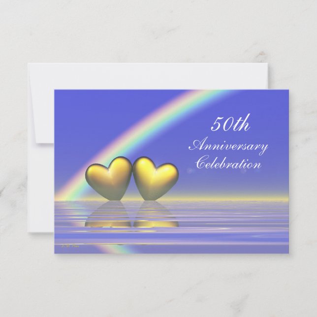 50th Anniversary Golden Hearts Invitation (Front)